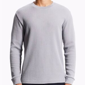 Theory, Balena Waffle Thermal Shirt, Size Large in Sleet Blue